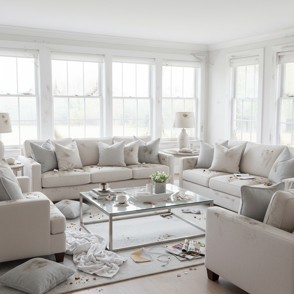 Living room refresh before cleaning